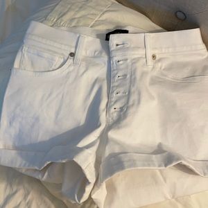 Express Jean high waisted white jean shorts